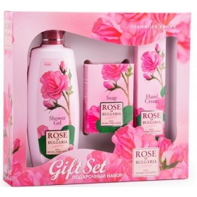 Rose of Bulgaria dárková sada se sprchovým gelem, mýdlem a krémem na ruce
