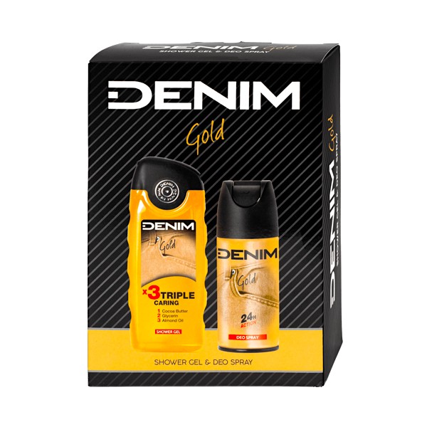 Denim Gold dárková kazeta se sprchovým gelem a deodorantem