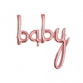 Fóliový balón v barvě růžové zlato, nápis Baby 