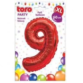 Toro Party balónek číslice 9 matná červená