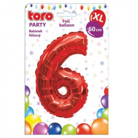 Toro Party balónek číslice 6 matná červená