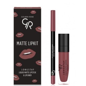Golden Rose Matte LipKit Rose Taupe (lipstick N20 /5.5 ml + lipliner N510/1.6g) set tekutá matná rtěnka a tužka na rty