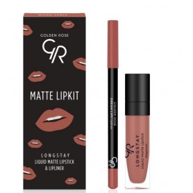 Golden Rose Matte LipKit Warm Sable (lipstick N16 /5.5 ml + lipliner N531/1.6g) set tekutá matná rtěnka a tužka na rty